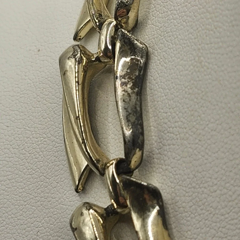 Vintage Coro Gold Tone Sculptural Ribbon‎ Link Choker Necklace Adjustable